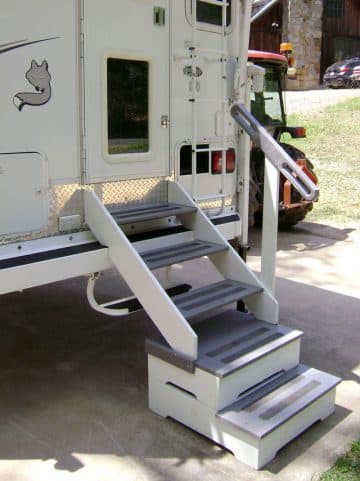 Stairs into camper