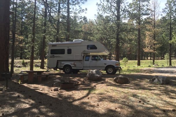 #109 - Sarah LyonDixie National Forest, Utah1997 Ford F2502004 Lance 1030Camera Used - iPhone 6s PlusAfter a long day of visiting Bryce and Zion National Parks, we were looking for somewhere to spend the night. When road tripping, we never make reservations, preferring to play it by ear and follow our own interests and whims.  We ended up in the mountains of the Dixie National Forest and pulled into a small roadside campground.  We were the only people there for several hours until an RV with a family from Germany arrived.  We all got to know each other around a campfire that night and enjoyed some beers, laughs and the camaraderie of fellow travelers.  It was a wonderful night.  The kind you can only experience while camping.
