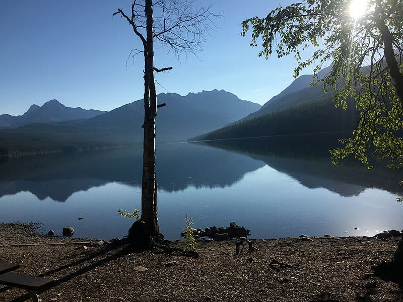 Kintla Lake, Montana at sunset