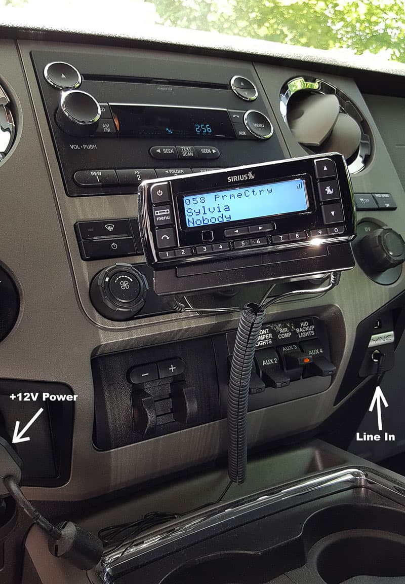 Sirius radio using 12-volt