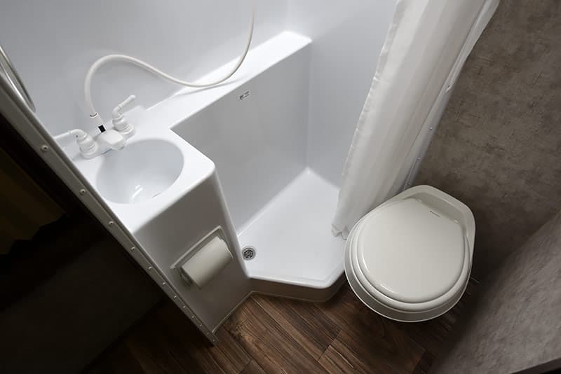Porcelain Style ABS toilet in Eagle Cap camper