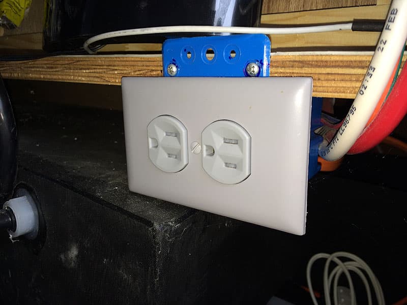 Electrical Plug added in basement of truck camper