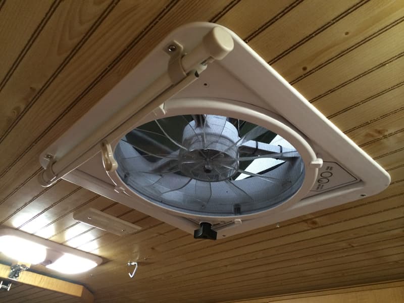 Roller shade retracted for Fan Vent