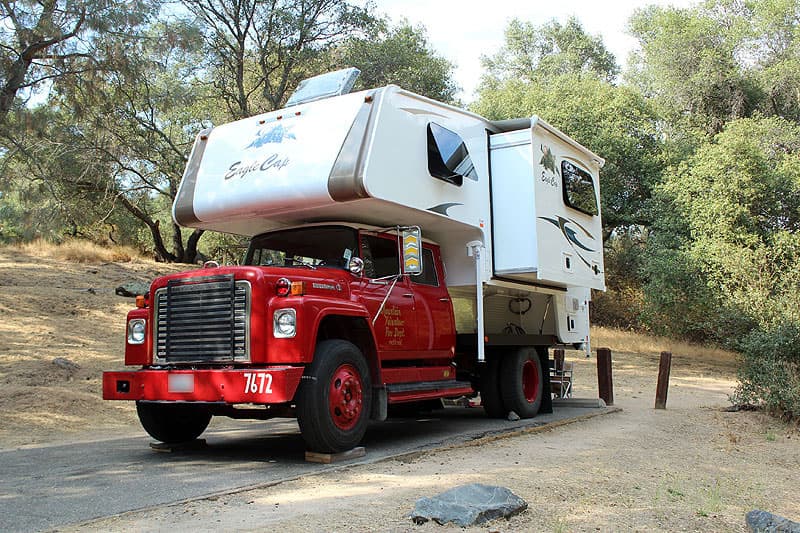 Camping in the fire truck and Eagle Cap Camper rig