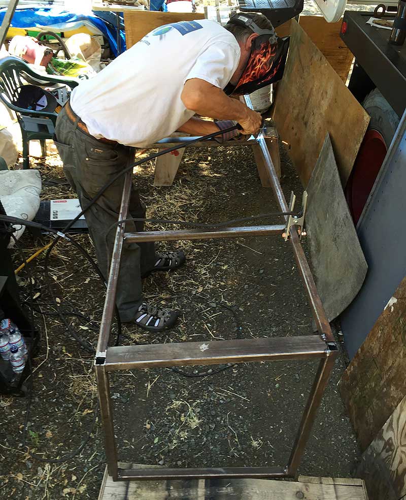 Welding the frame for the exterior storage area