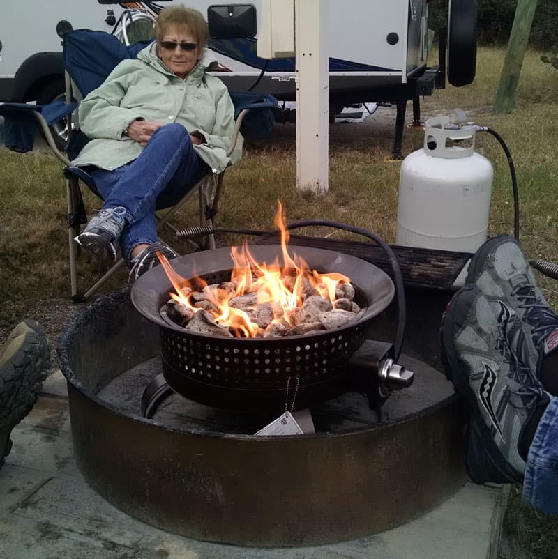 Lowes Firepit Camping instead of transporting firewood