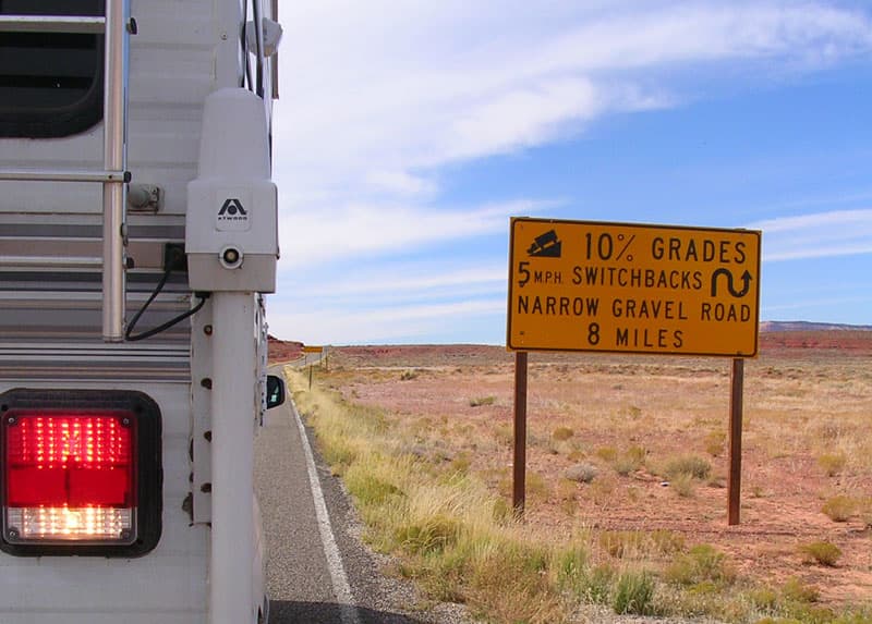 Warning signs for the Moki Dugway