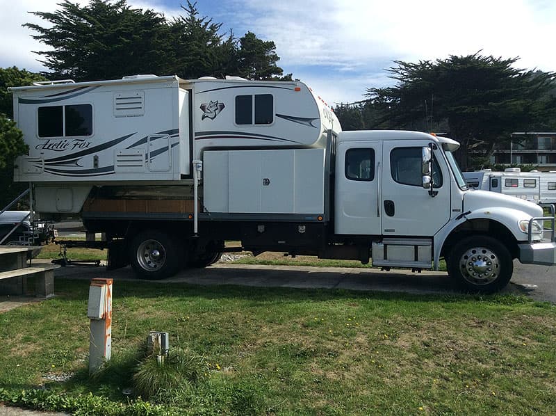 Camping with the Freightliner Arctic Fox rig