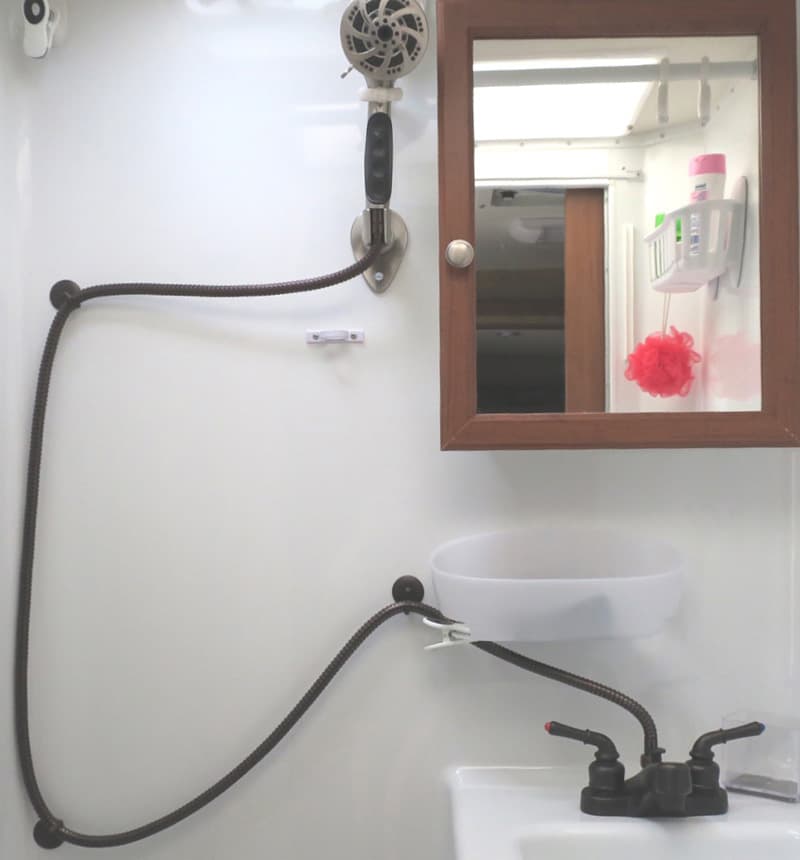 Fury Shower Head In Camper Bathroom