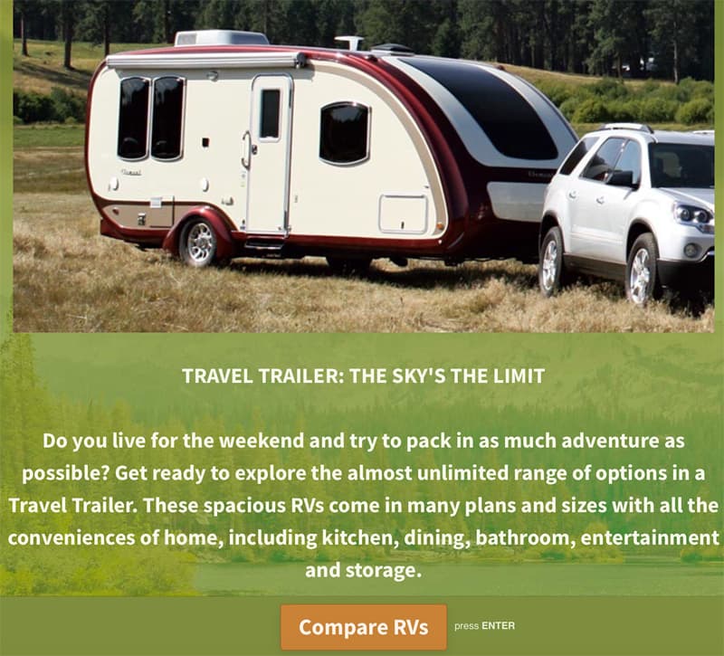 GoRVing Canada travel trailer results