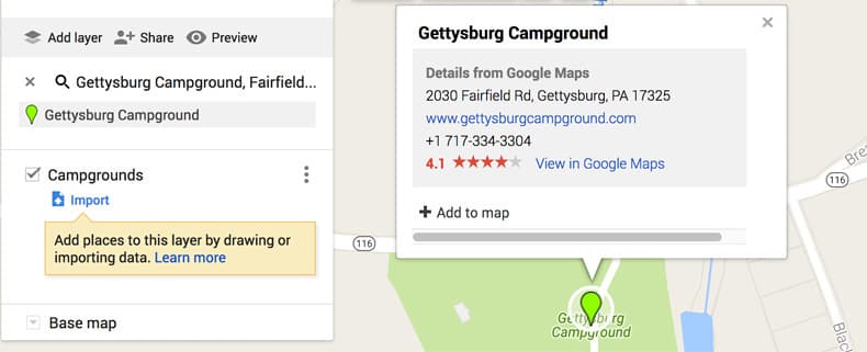 Add to Map Gettysburg Campground