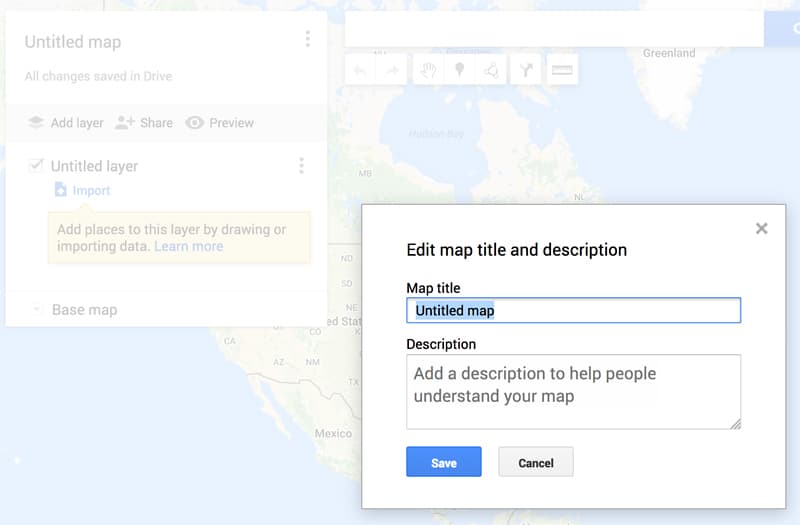 Map Name area of Google Maps