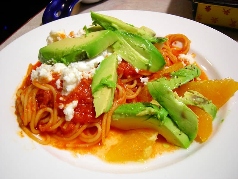 Mexican Spaghetti made in a truck camper