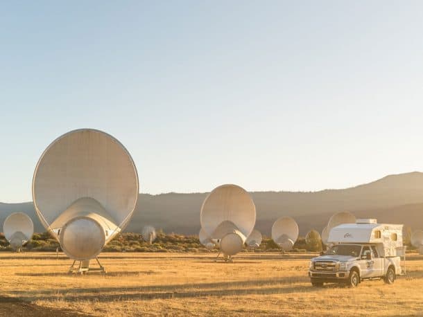 #517 - Ryan ChylinskiHat Creek Radio Observatory-SETI, Hat Creek, California2012 Ford F2502017 Capri RetreatCamera Used - Sony a7sI fear I may have reached the peak campsite with this spot!  I've always been fascinated with science, tech and astronomy so when I had the chance to link up with a SETI astronomer staying overnight at the Hat Creek Radio Observatory, I almost lost it.  The facility is small but the shear magnitude of the mission at hand was immense.After spending the day learning about technical operations and photographing the dishes, the astronomer, a colleague, his son and I walked down to the bunk house for spaghetti and beers.  Pasta, beer, 