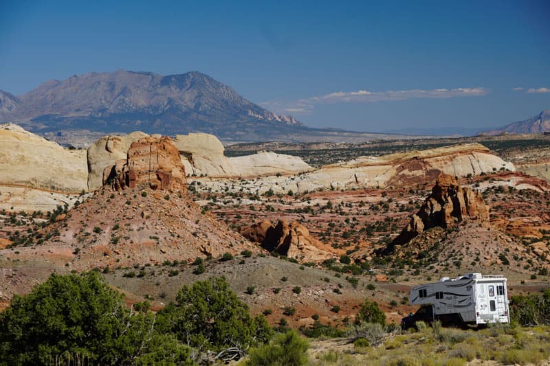 Hole-In-the-Rock Road with truck camper