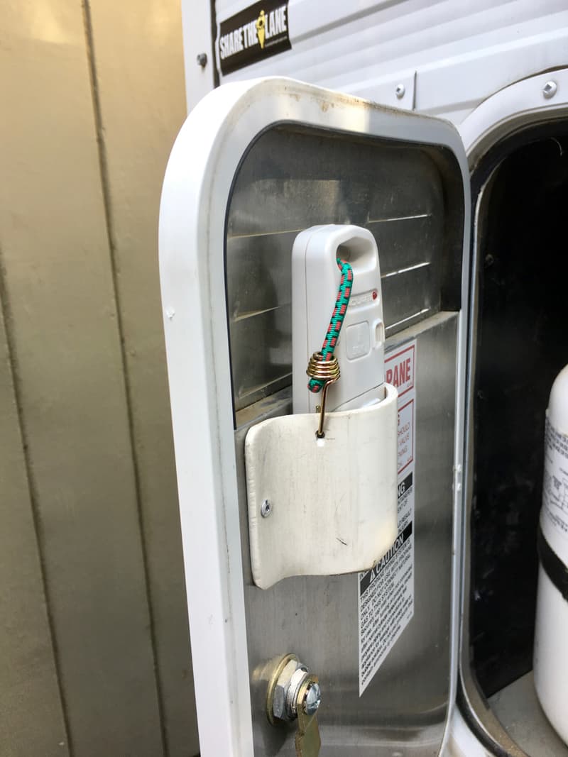 Thermometer mounted inside propane compartment door