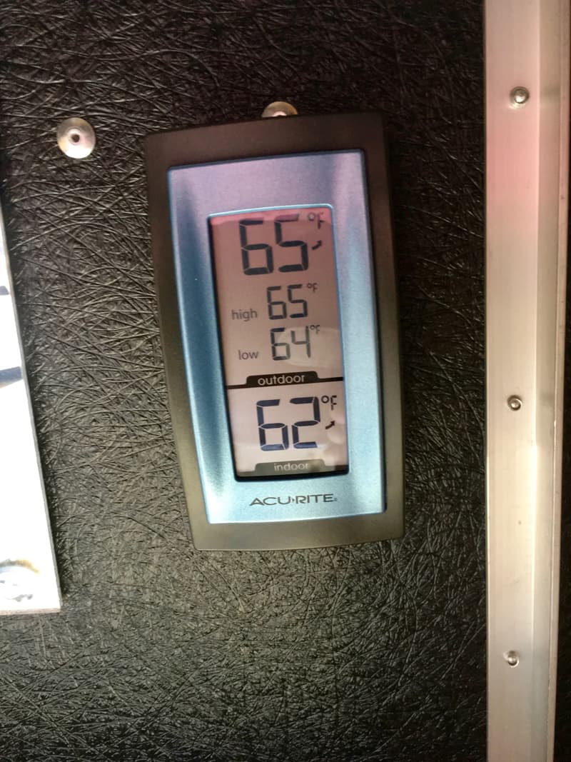 Indoor-Outdoor Thermometer for a truck camper