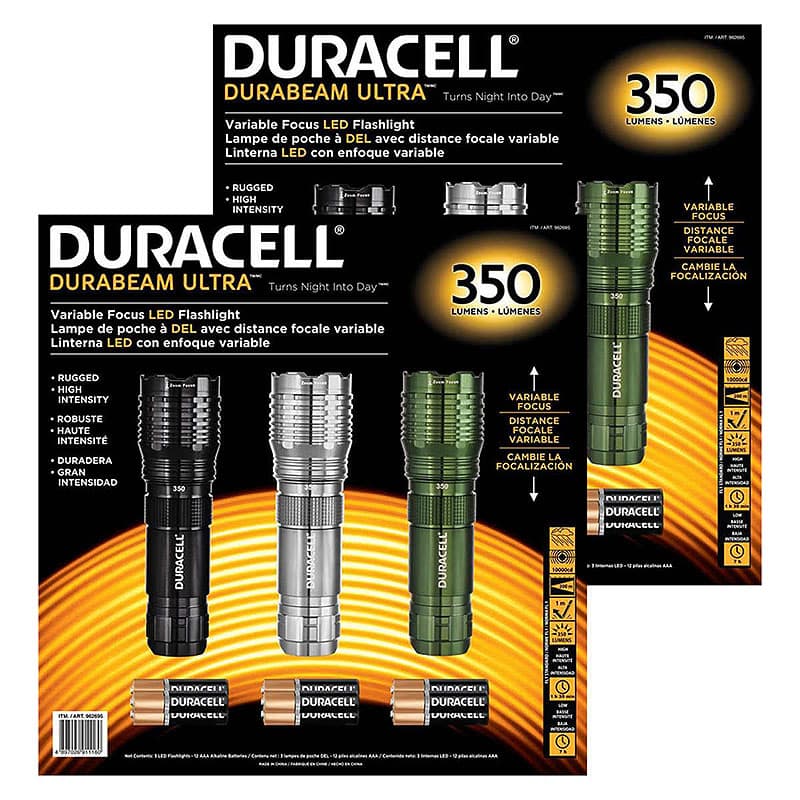 Costco Duracell three-pack LED Flashlight