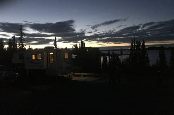 #113 - Tom WarrenLake Louise, Alaska2013 Ram 35002013 Eagle Cap 1160Camera Used - iPhone7My brother came up to Alaska from Northern Michigan for a fishing visit.  We spent a week in a state forest campground on Lake Louise, about 180 miles north of Anchorage.  The weather the entire week was outstanding.  This picture was an evening sunset as we were relaxing at the camper with tasty Alaskan brewing company Glacier Bay IPAs.  We could not resist in trying to capture the moment and of course my focus was the Eagle Cap for an entry for the calendar contest.