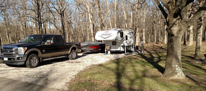 Lance 855S Camper off the truck at the Campsite