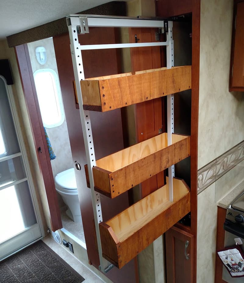 Wooden sliding pantry modification