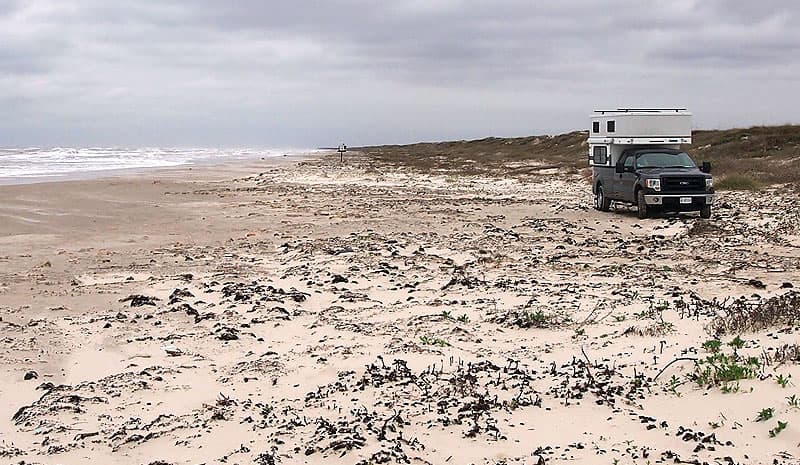 Padre Island beach camping, Texas