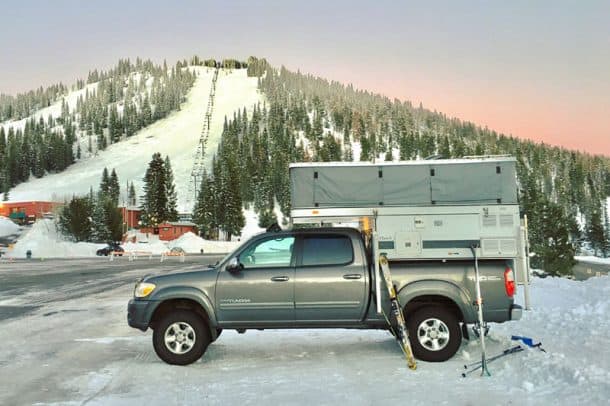 #168 - Van RebstockMount Shasta Skipark, Mount Shasta, California2006 Toyota Tundra2001 Four Wheel HawkCamera Used - iPhoneJanuary of this year we were fortunate enough to get a week off and headed north to Mount Shasta to get some skiing in.  The timing was fantastic and we got some absolutely epic powder conditions followed by clear skies with great snow conditions. The camper served as a great basecamp to warm up and hang out after a few runs, and we even camped at the park one night (for free).  I snapped this picture at the end of a particularly good day.
