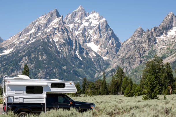 #107 - Shawn McMillianMountain View turn out, Grand Teton Nation Park, Wyoming2016 Ford F2502009 Pastime 800FDSCamera Used - Nikon D90This photo was taken from our favorite turn out on the Teton Park road. We always stop and just stare at the mountains for a half hour.  You just can't help it!  Two years in a row we have arrived to find the air perfect, the sky blue, and the turn out deserted.  Maybe one of these years, we will arrive early in the morning to watch the sunrise.