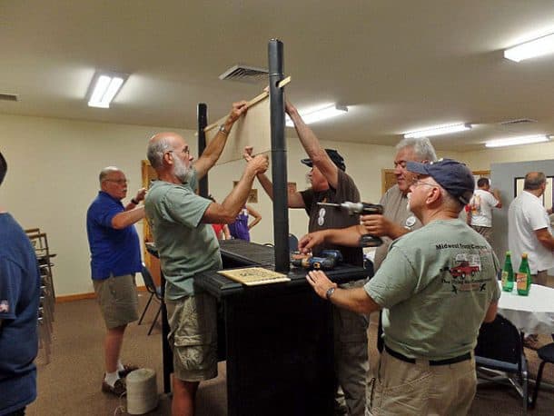 Building the set for Deadwood Saloon, photo taken by Gus Postreich