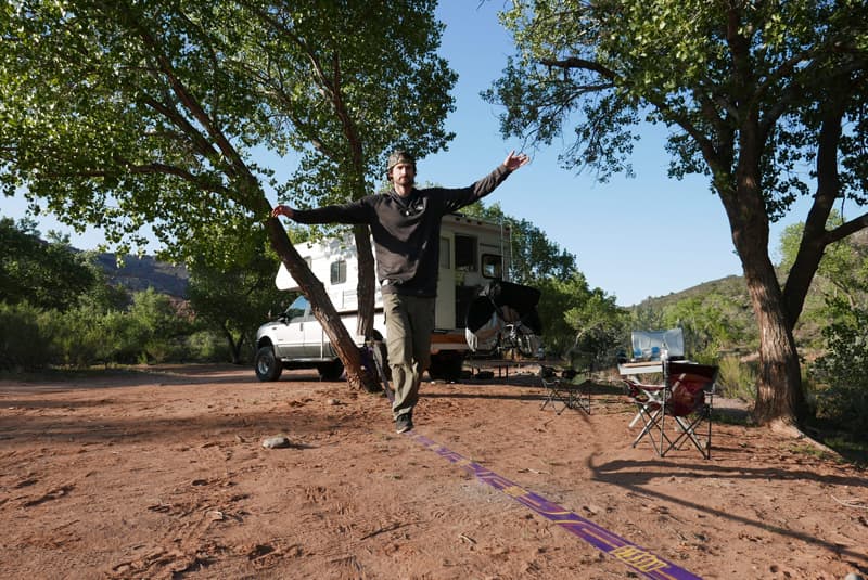 Slack Lining near Zion National Park