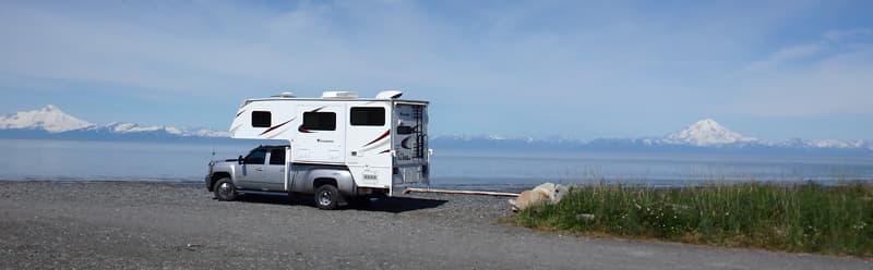 Ninilchik Beach with view of Aleutian Chain across Cooks Inlet