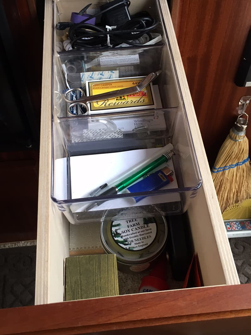 two-tiered space in the drawer