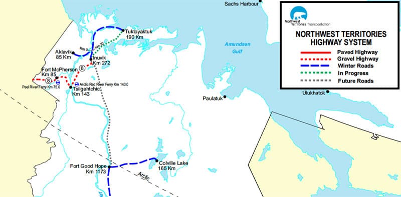 Northwest Territories Ice Road Map