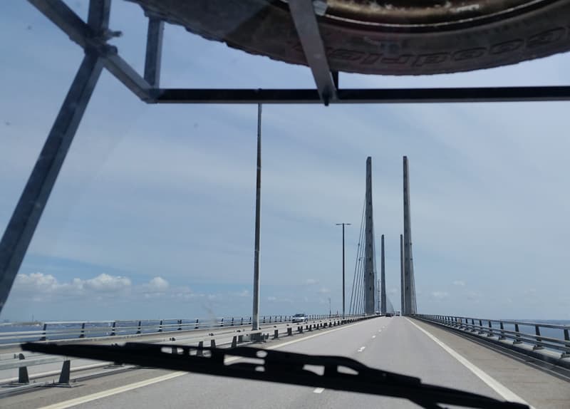 Oresund Bridge, driving from Denmark to Sweden