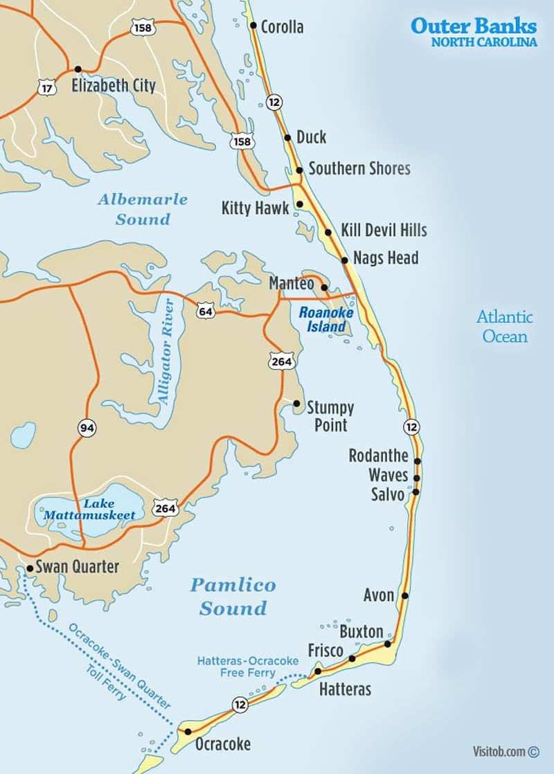 Outer Banks North Carolina Map