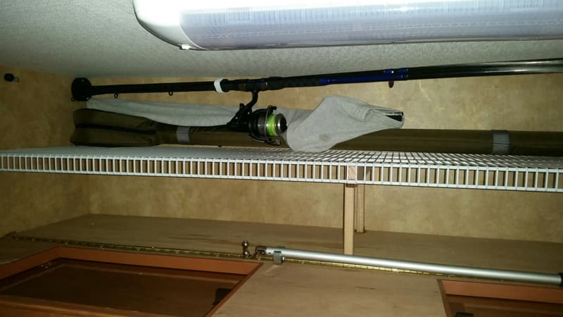 Overhead Bunk Storage for fishing poles