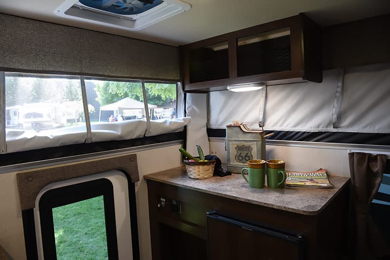 Dark walnut cabinets in 2017 Palomino campers 