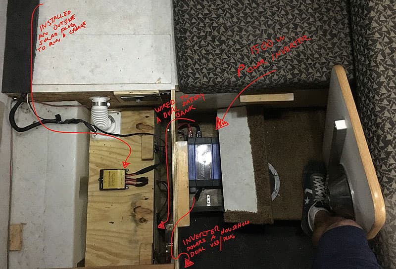 1500-watt power inverter and an external plug solar charger