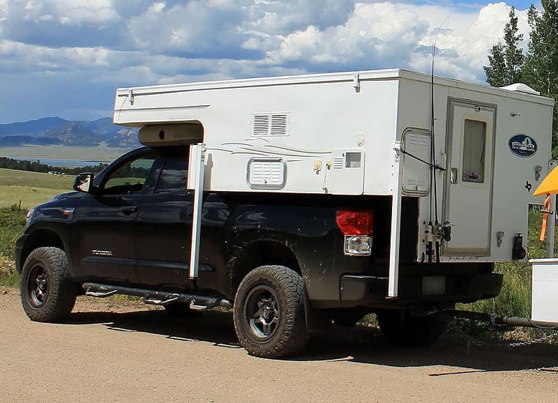 David's fishing pole holder from PVC on a Phoenix truck camper