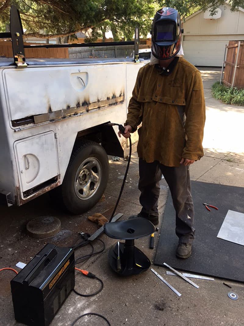 David welding the trailer