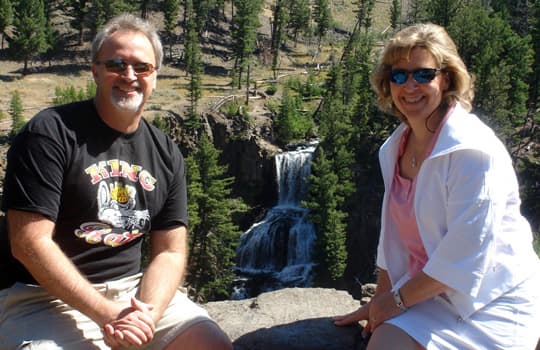 corvette-harley-yellowstone-waterfall