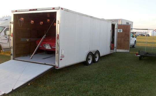 corvette-harley-Corvette-Funfest-car-inside-trailer