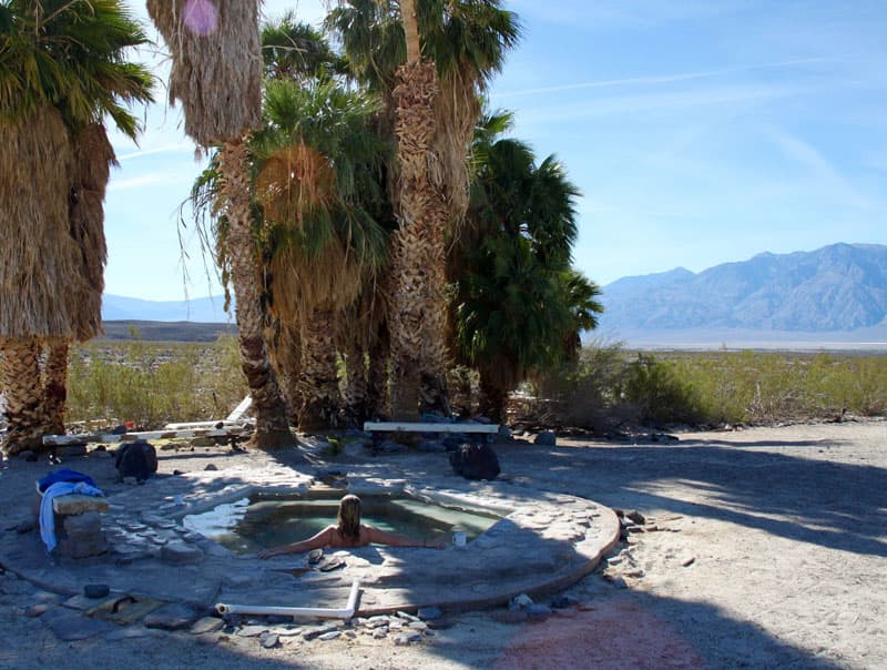 Soaking in the Saline Valley hot springs, California