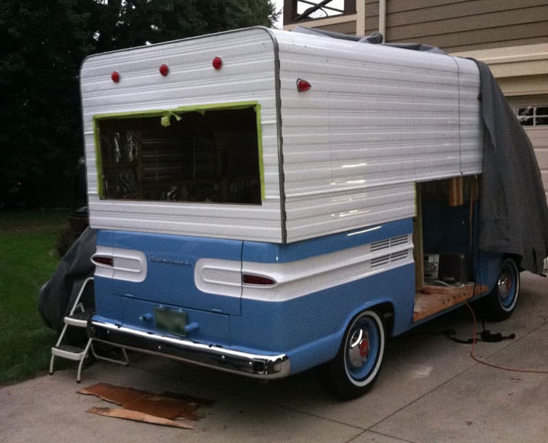 The window cut out on Rampside camper