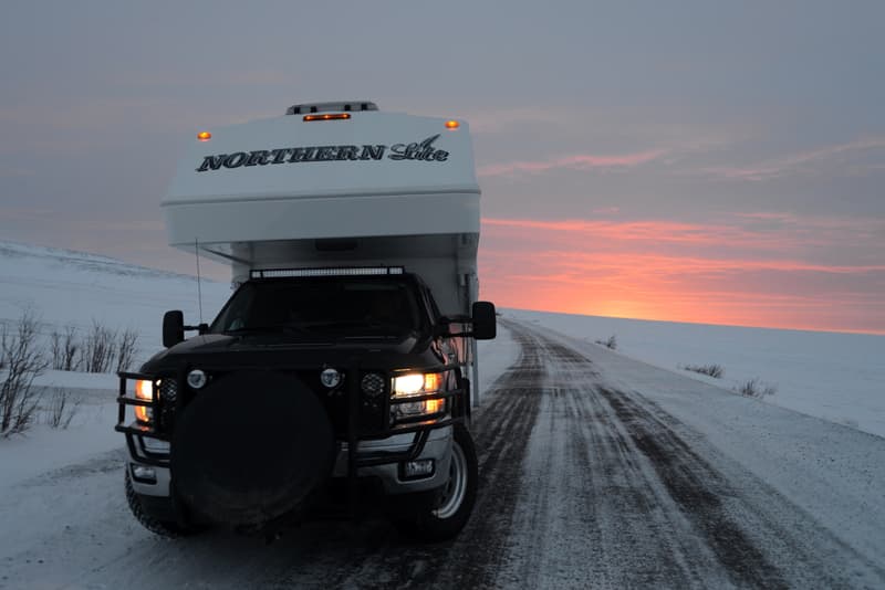 Pink sunset on Dempster Highway