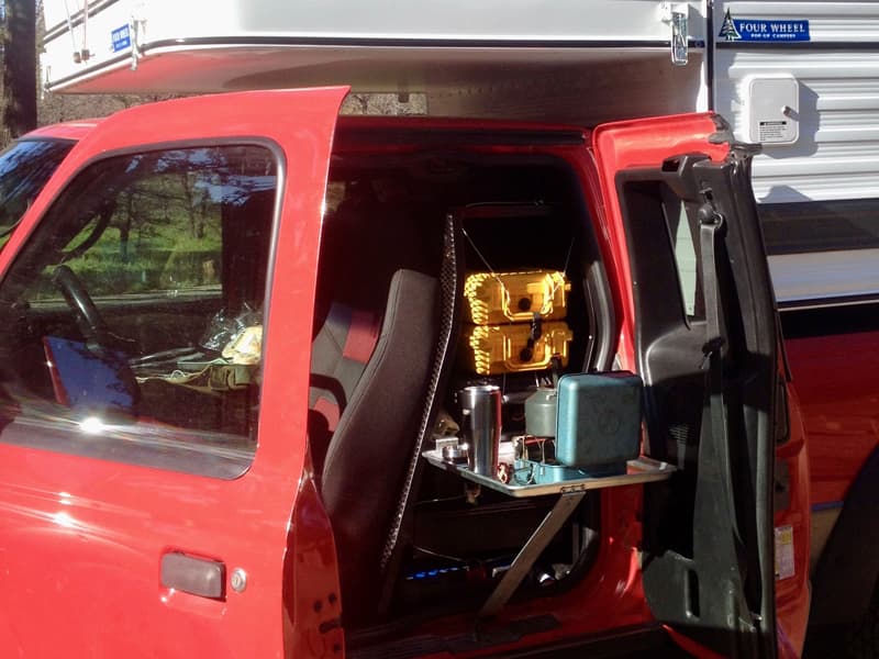 Storage tray in truck