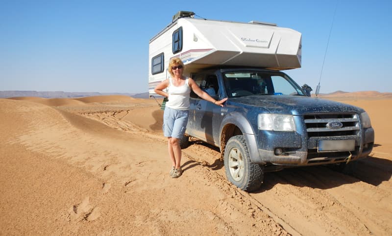 Sally Blackman with her truck camper