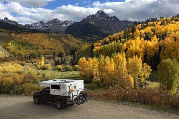 #062 - Neilie GoodwinSan Juan National Forest, Ridgeway, Colorado2010 Toyota Tacoma2013 Hallmark EXCCamera Used - iPhone 6My husband and I were on a mountain bike trip.  We took the Last Dollar Road from Telluride to Ridgeway and saw some of the most beautiful fall colors we've ever seen.