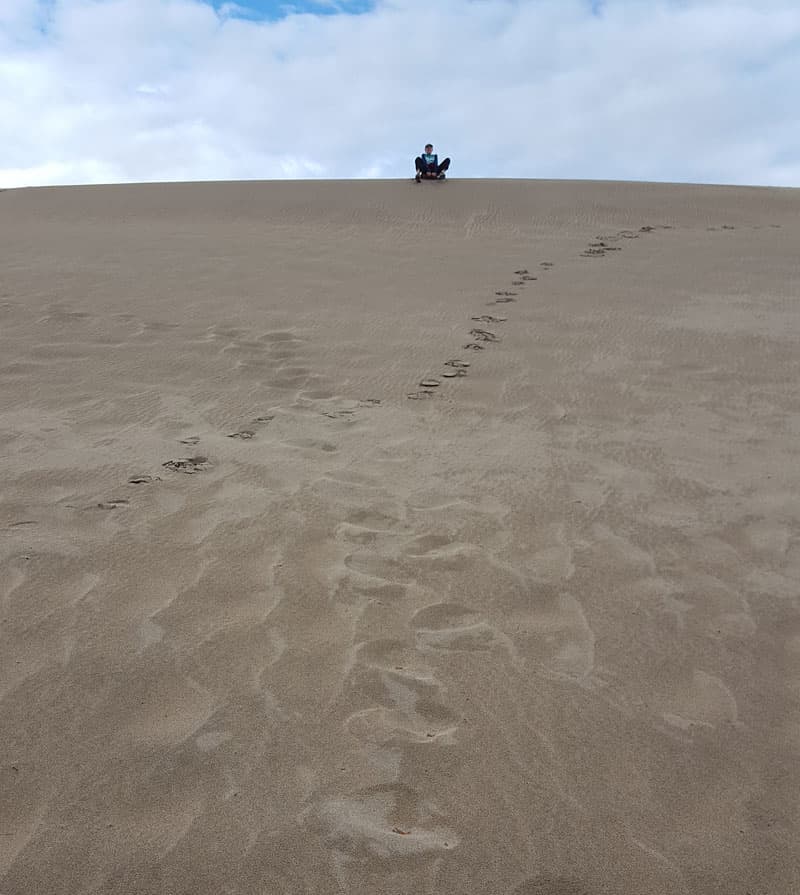 Sledding on the sand dunes