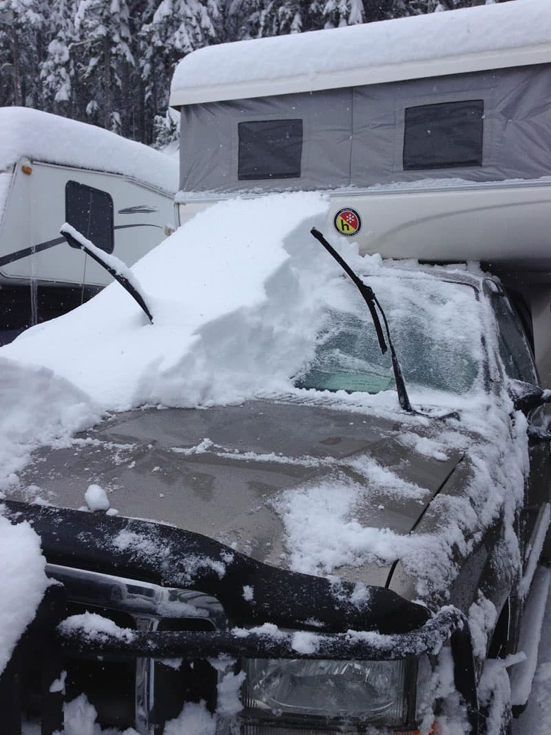 Snow covered Hallmark Camper